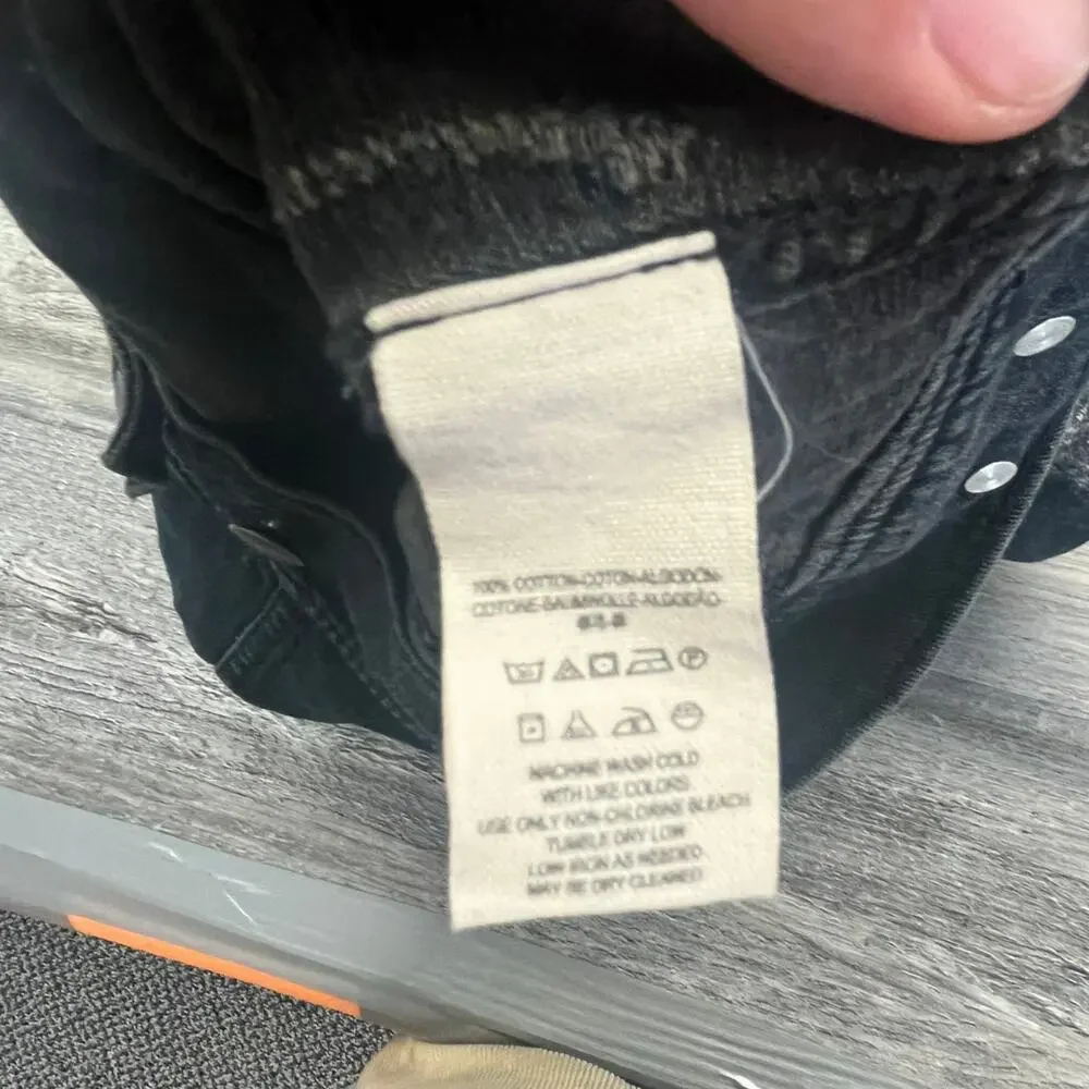 Free People Two Toned Black Gray Women S Grunge Hooded Knit Denim Trucker Jacket - Picture 5 of 9